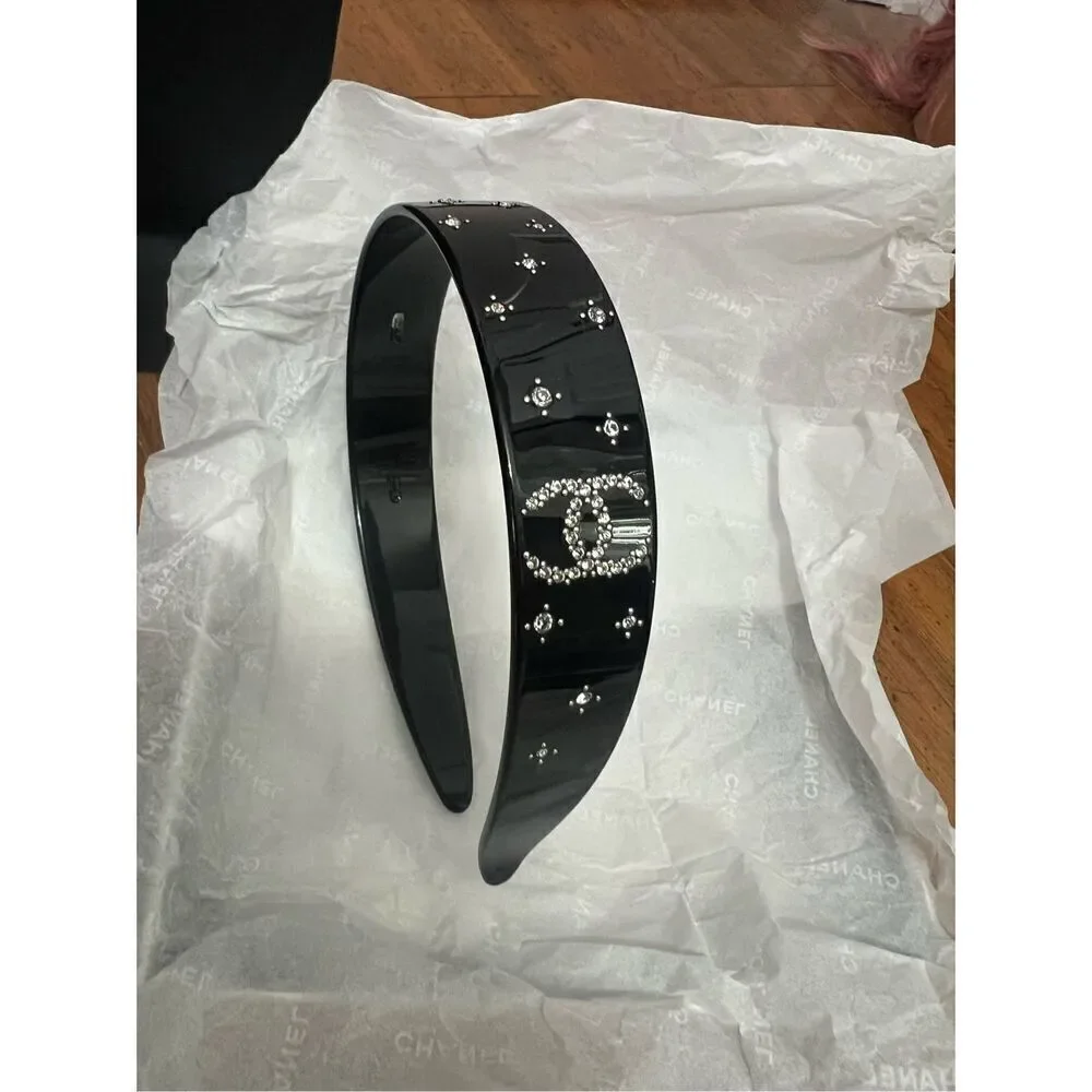 Chanel rhinestone cc headband hair accessory